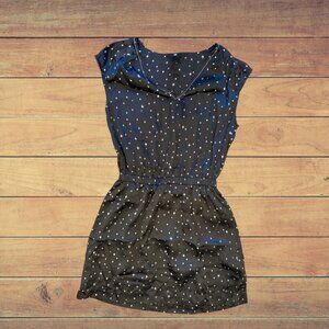 H&M Short Sleeve V-Neck Mini Black Dress with White Star Galaxy Print size 4